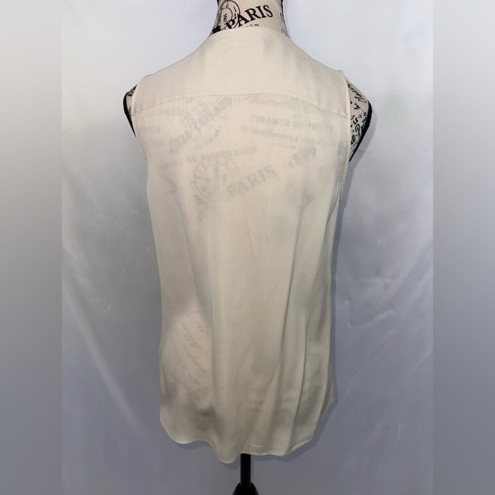 Theory Ivory Silk Ruffle Sleeveless Blouse (v) - Picture 3 of 9